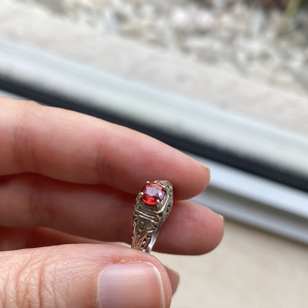 Antique padparadscha sapphire ring 3.75